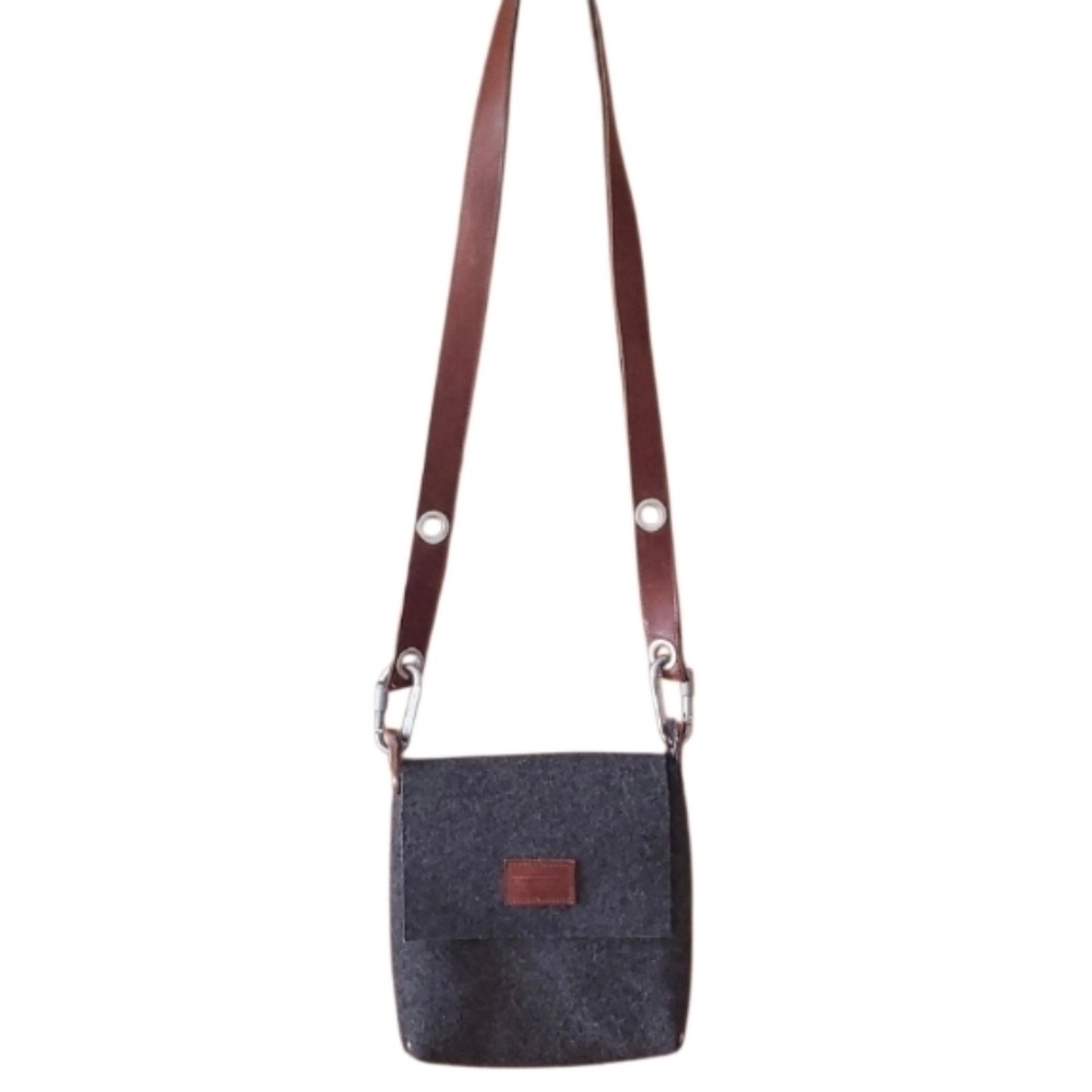 Rambag Gray Felt Medium Messenger Bag With Carbiner Hardware & Rivets